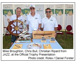 Mike Broughton Chris Bull Christian Ripard from JAZZ at the Official Trophy Presentation, Photo credit: Rolex / Daniel Forster